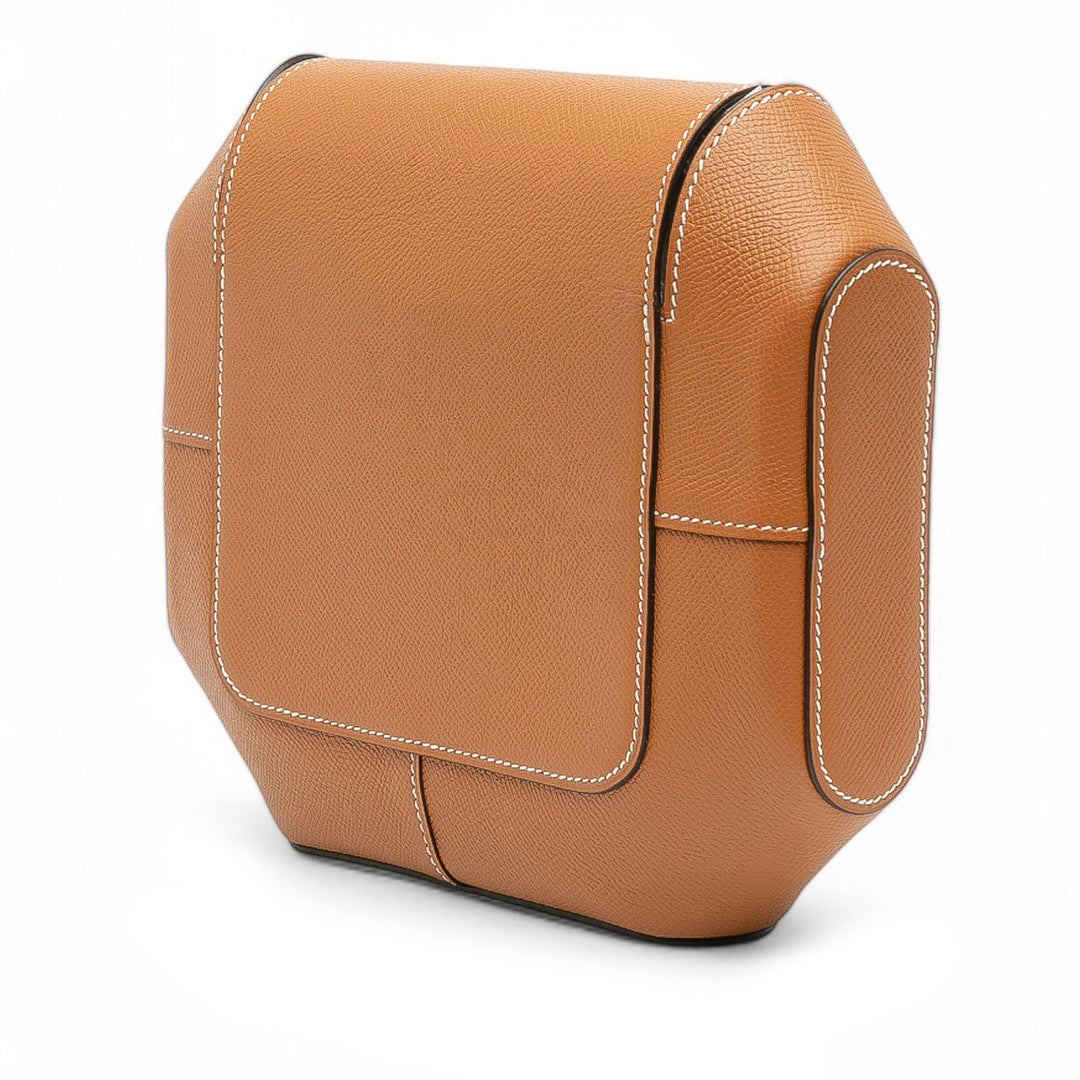 Epsom Octogone Clutch Brown - Gaby Paris