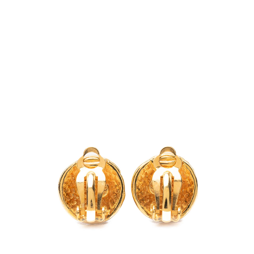 Chanel CC plaqué Bouton À clip Boucles d'oreilles Métal