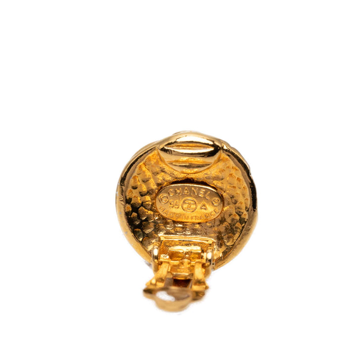Chanel CC plaqué Bouton À clip Boucles d'oreilles Métal