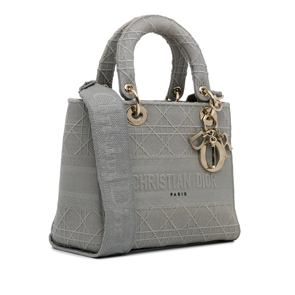 Medium Canvas Cannage Lady D Lite Gray - Gaby Paris