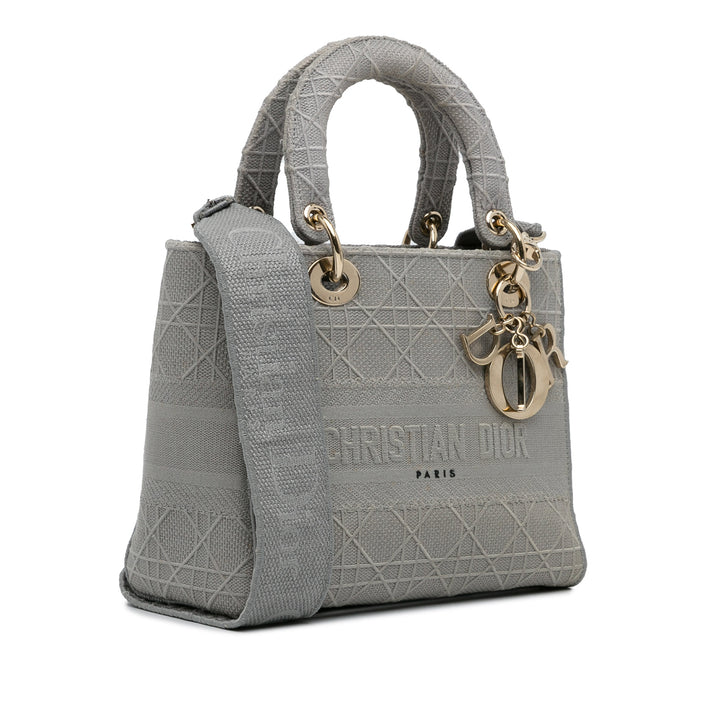 Medium Canvas Cannage Lady D Lite Gray - Gaby Paris