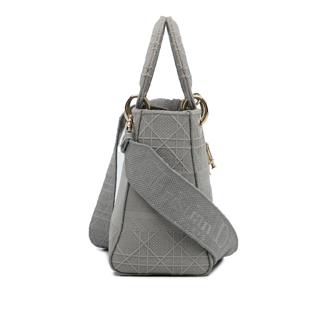 Medium Canvas Cannage Lady D Lite Gray - Gaby Paris