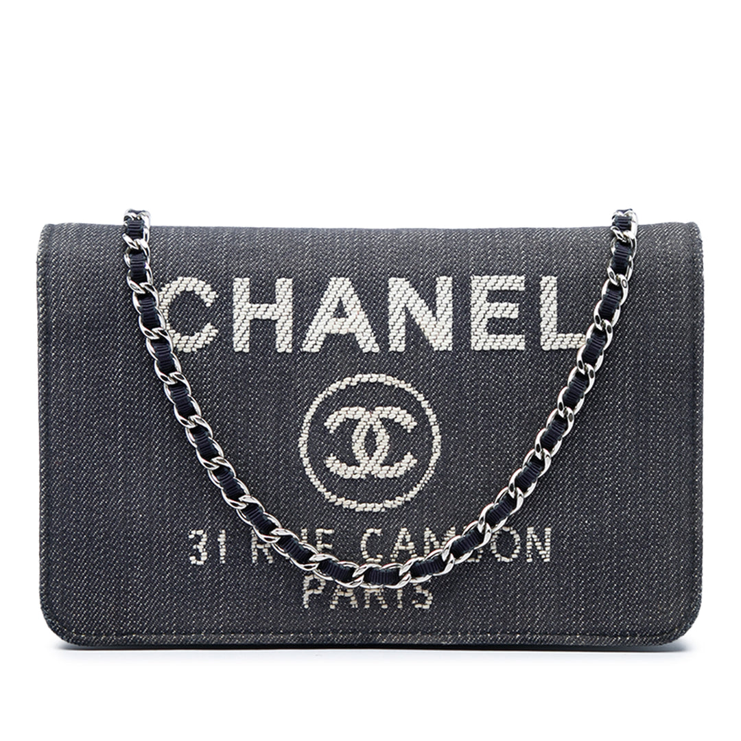 Chanel Deauville Wallet on Chain Jean Bleu – vue principale – GABY PARIS