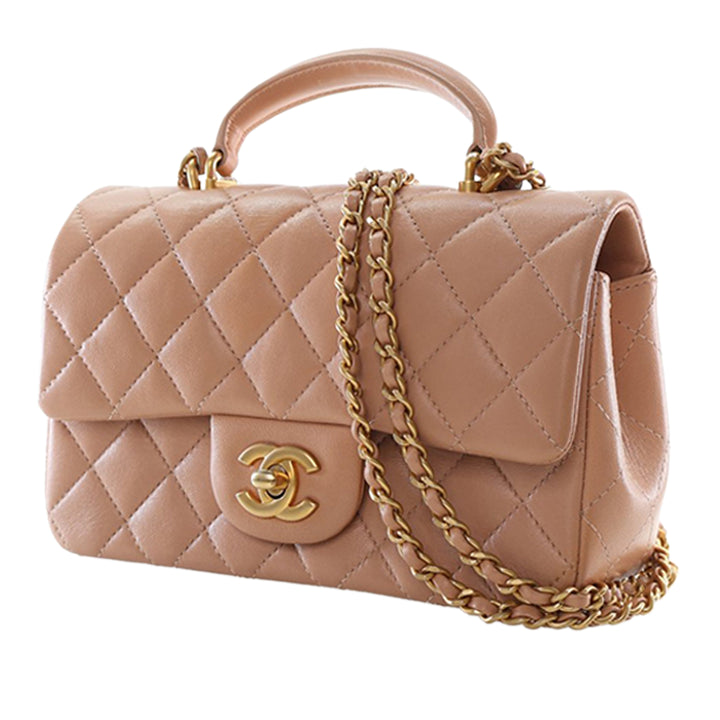 Chanel Mini Rectangular Classic Cuir d’agneau anse supérieure à rabat