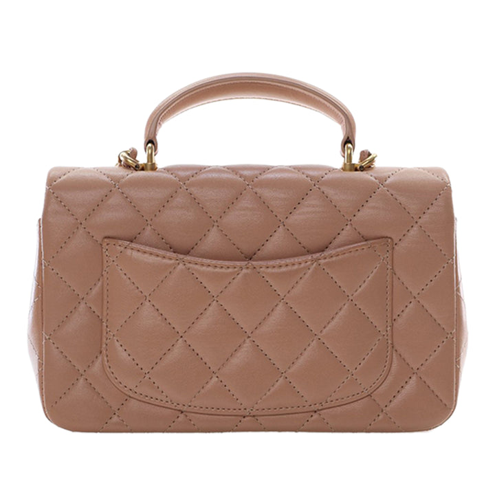 Chanel Mini Rectangular Classic Cuir d’agneau anse supérieure à rabat