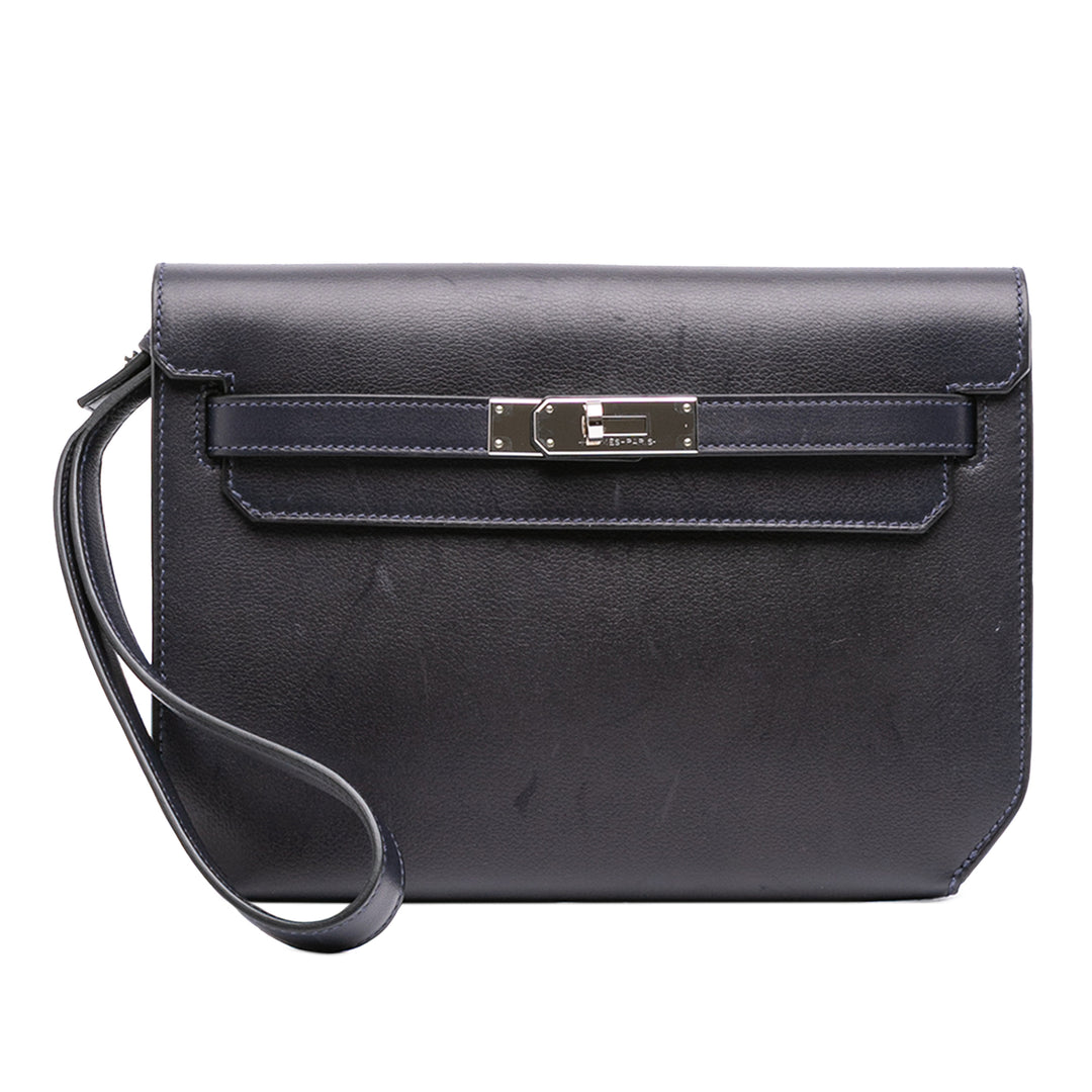 Hermès Evergrain Kelly Depeches Pochette 25 Bleu – GABY PARIS Authentique