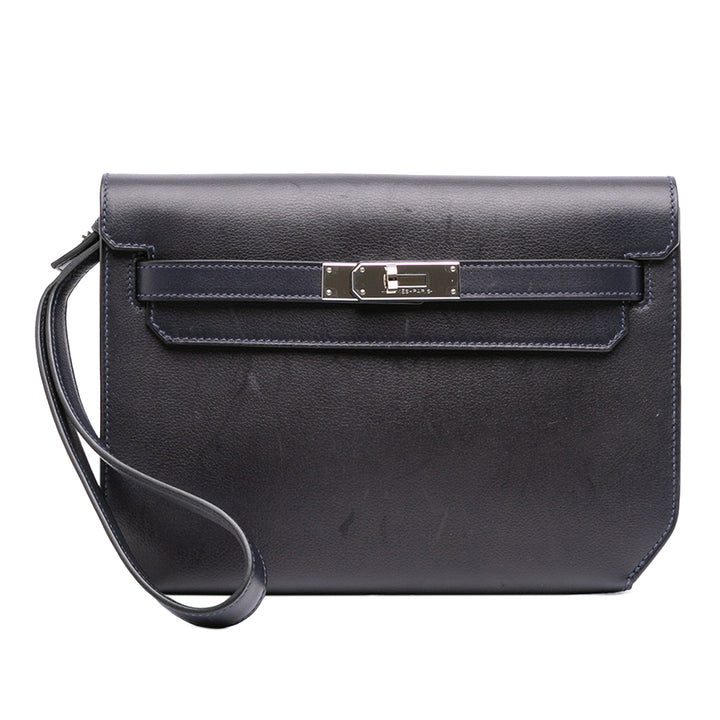 Hermès Evergrain Kelly Depeches Pochette 25 Bleu – GABY PARIS Authentique