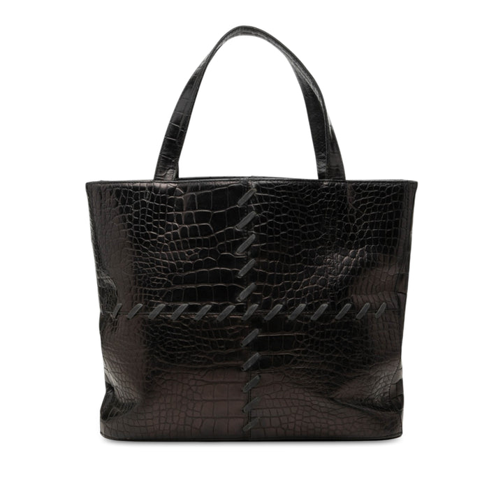 Saint Laurent Croc embossé Cabas Noir – vue principale – GABY PARIS