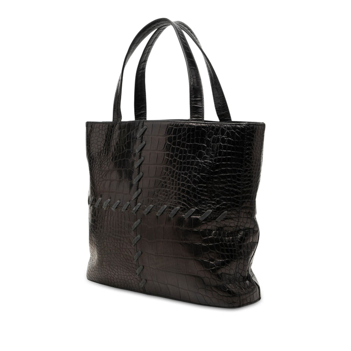Saint Laurent Croc embossé Cabas Noir – vue 2 – GABY PARIS