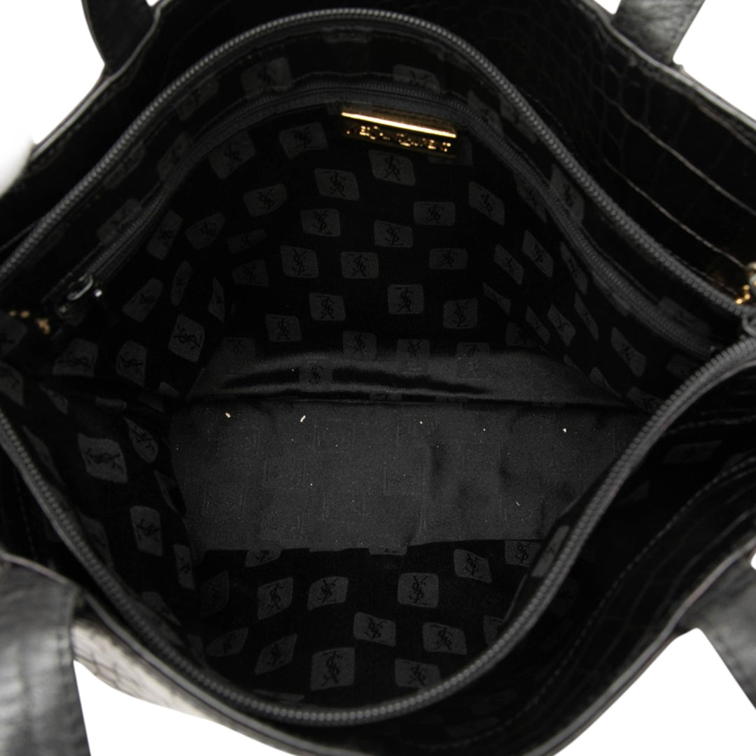 Saint Laurent Croc embossé Cabas Noir – vue 4 – GABY PARIS
