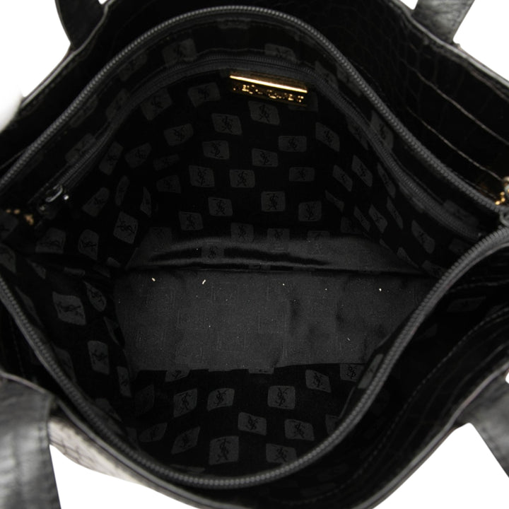 Saint Laurent Croc embossé Cabas Noir – vue 4 – GABY PARIS