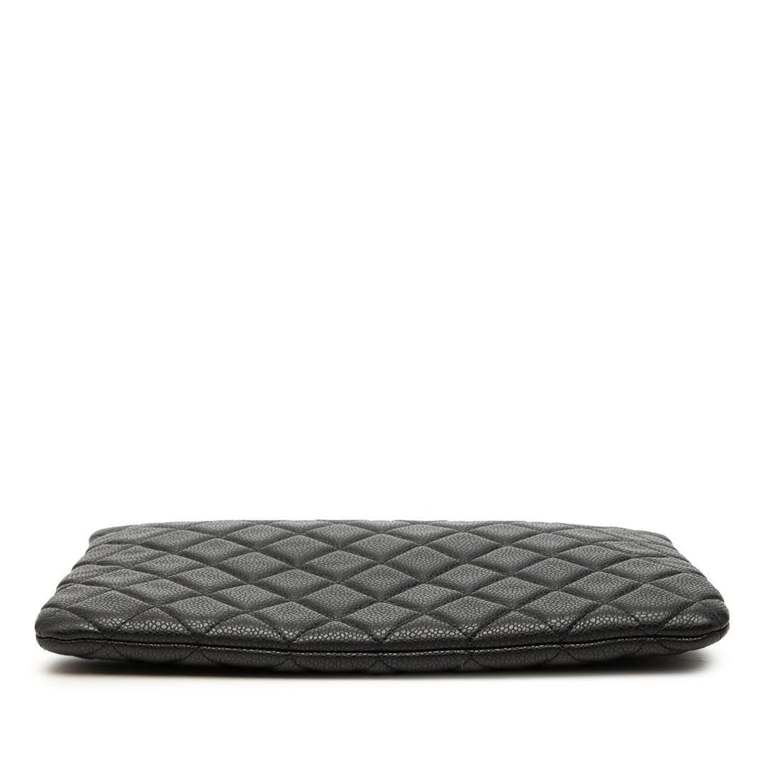 Matelassé O Étui Pochette Moyen Cuir caviar Noir