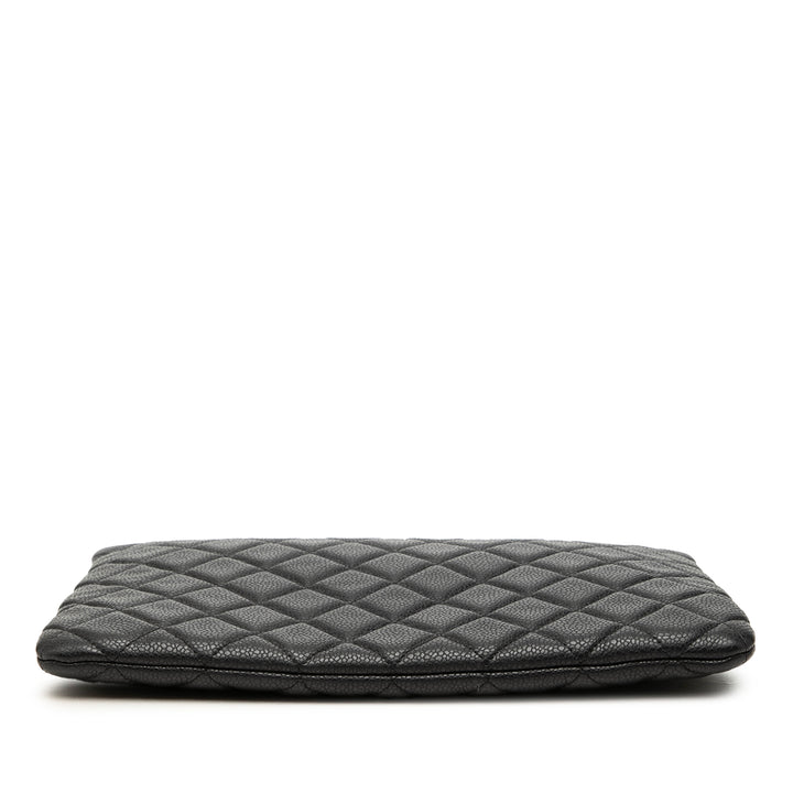 Matelassé O Étui Pochette Moyen Cuir caviar Noir