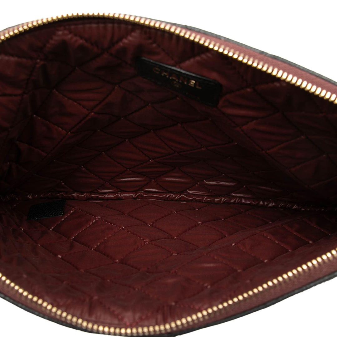 Matelassé O Étui Pochette Moyen Cuir caviar Noir