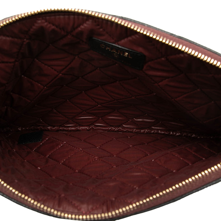 Matelassé O Étui Pochette Moyen Cuir caviar Noir