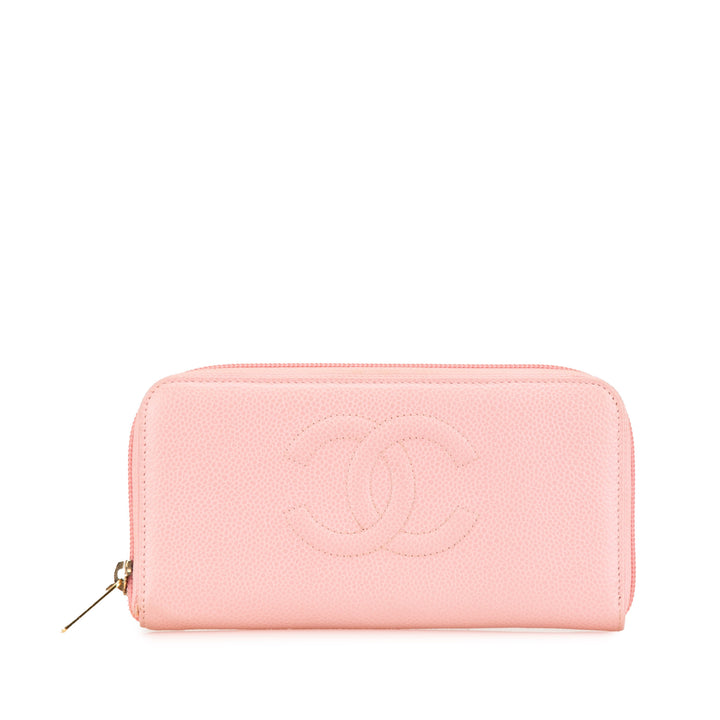 CC Caviar Continental Zip Wallet Pink - Gaby Paris