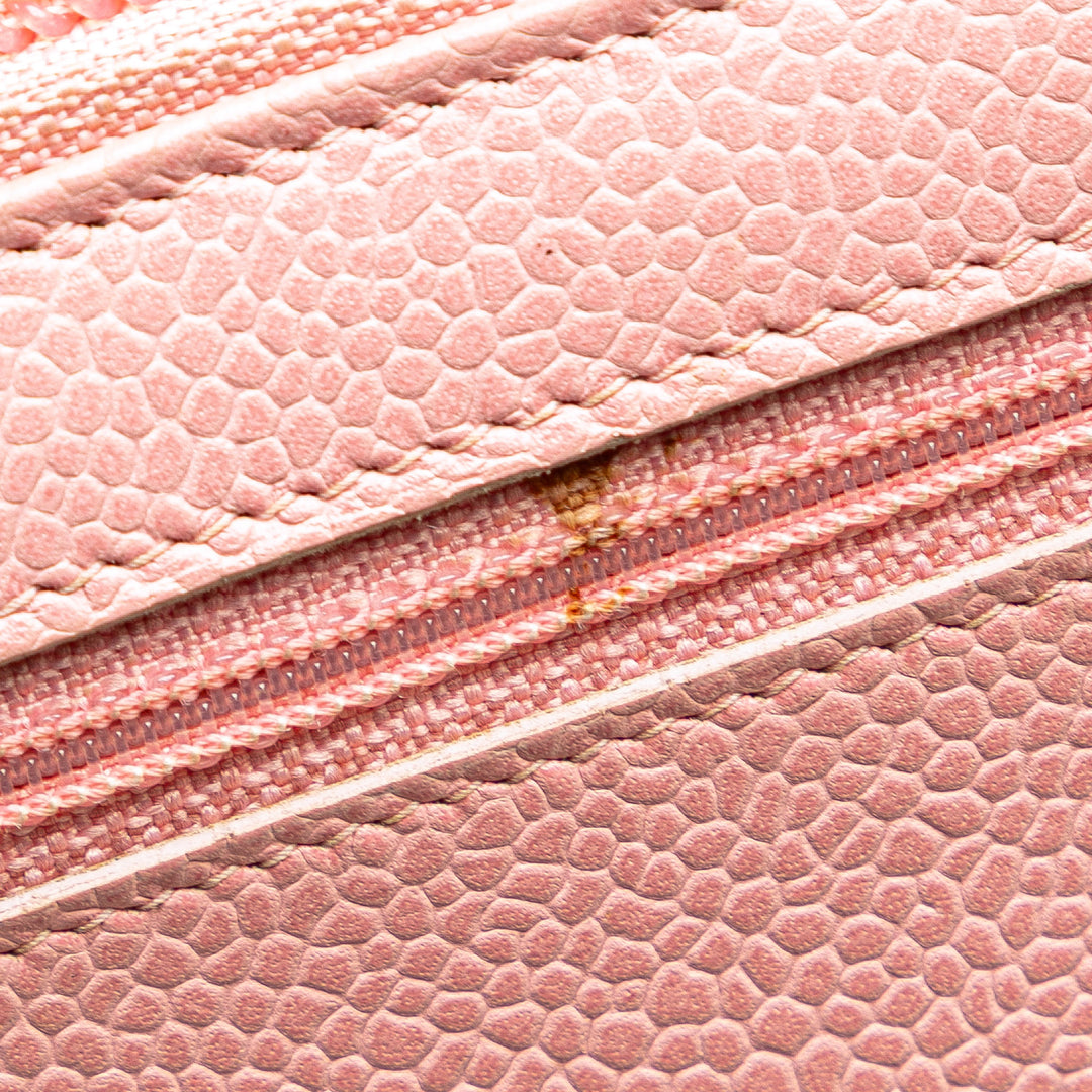 CC Caviar Continental Zip Wallet Pink - Gaby Paris