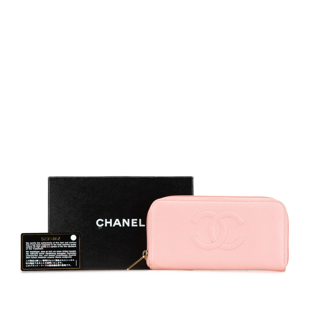 CC Caviar Continental Zip Wallet Pink - Gaby Paris