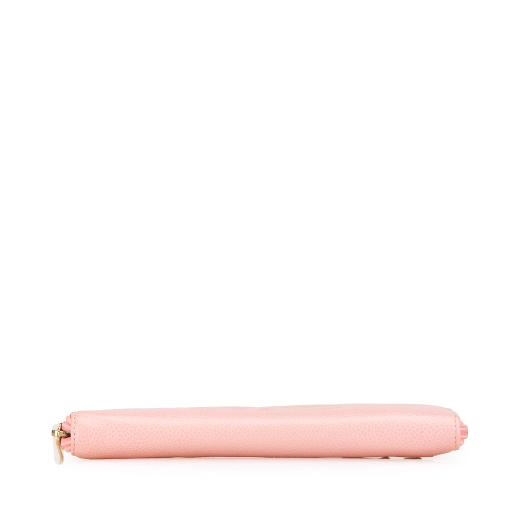 CC Caviar Continental Zip Wallet Pink - Gaby Paris