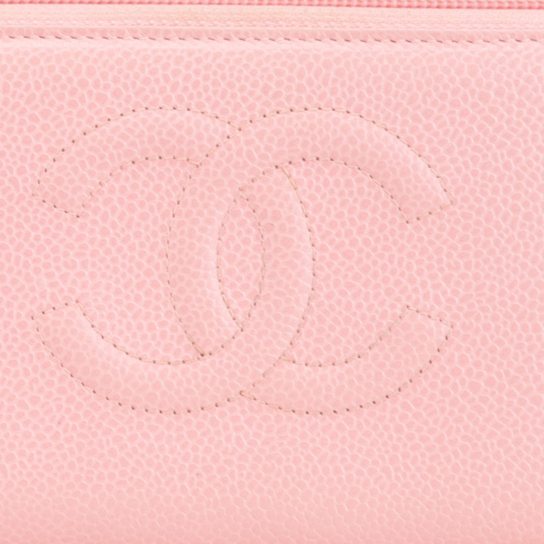 CC Caviar Continental Zip Wallet Pink - Gaby Paris