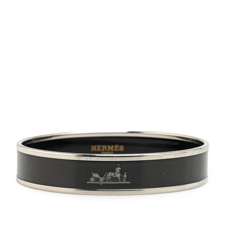 Narrow Caleche Enamel Bangle 62 Black - Gaby Paris