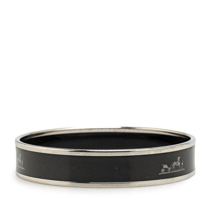 Narrow Caleche Enamel Bangle 62 Black - Gaby Paris