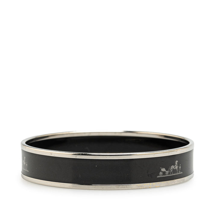 Narrow Caleche Enamel Bangle 62 Black - Gaby Paris