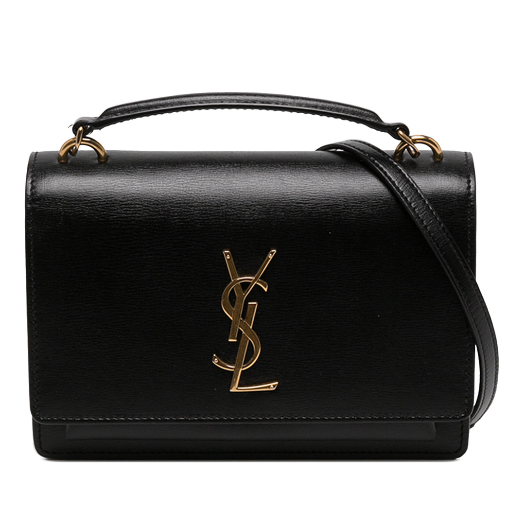 Saint Laurent Sac à main Sunset à Moyen Cuir de veau Noir – vue principale – GABY PARIS