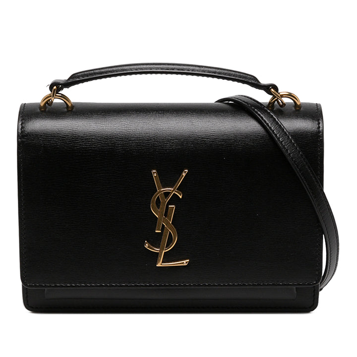 Saint Laurent Sac à main Sunset à Moyen Cuir de veau Noir – vue principale – GABY PARIS