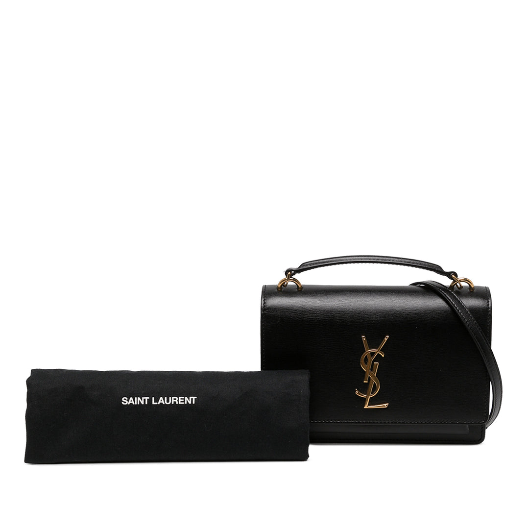 Saint Laurent Sac à main Sunset à Moyen Cuir de veau Noir – vue 6 – GABY PARIS