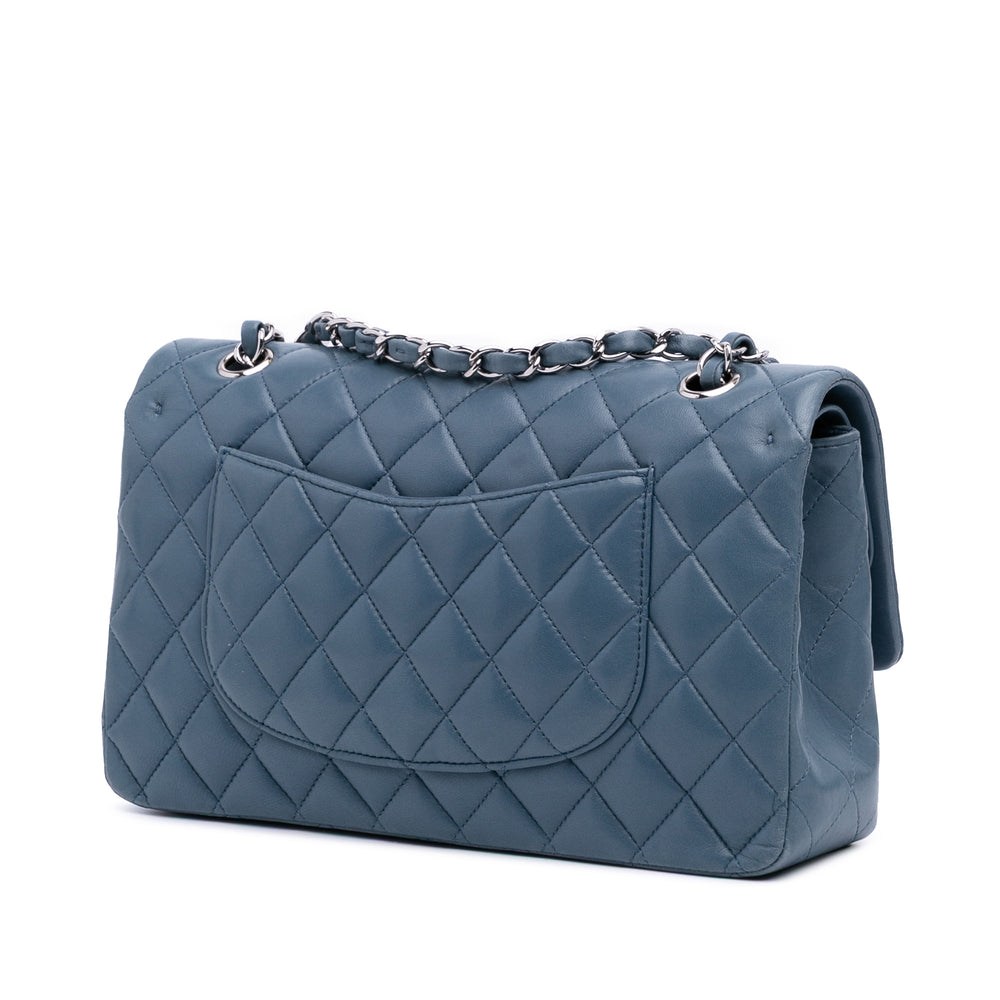 Medium Classic Lambskin Double Flap Blue - Gaby Paris