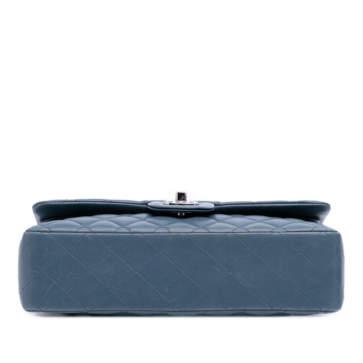 Medium Classic Lambskin Double Flap Blue - Gaby Paris