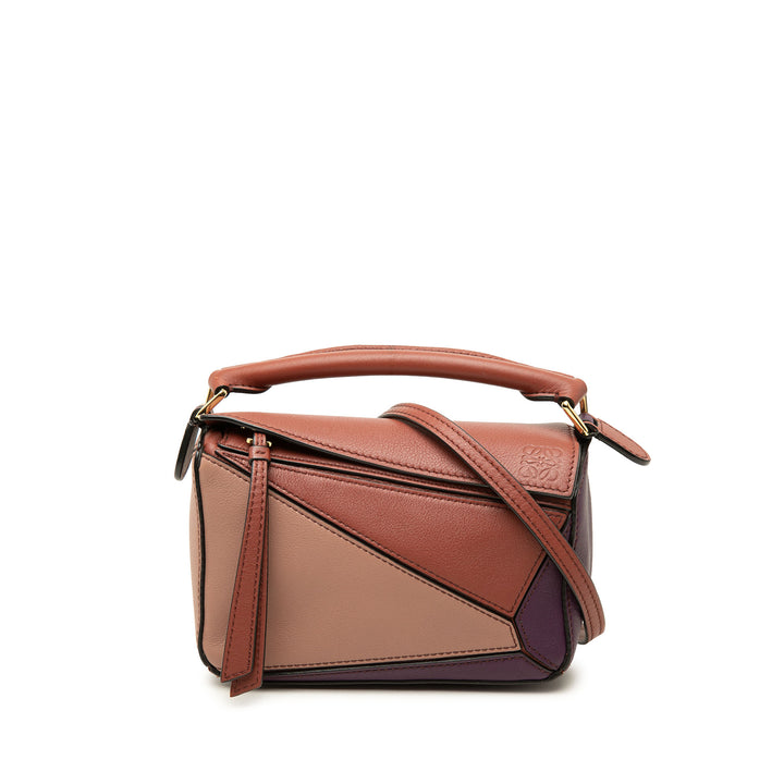 LOEWE Sac à main Tricolore Puzzle Mini Cuir de veau Marron – vue principale – GABY PARIS