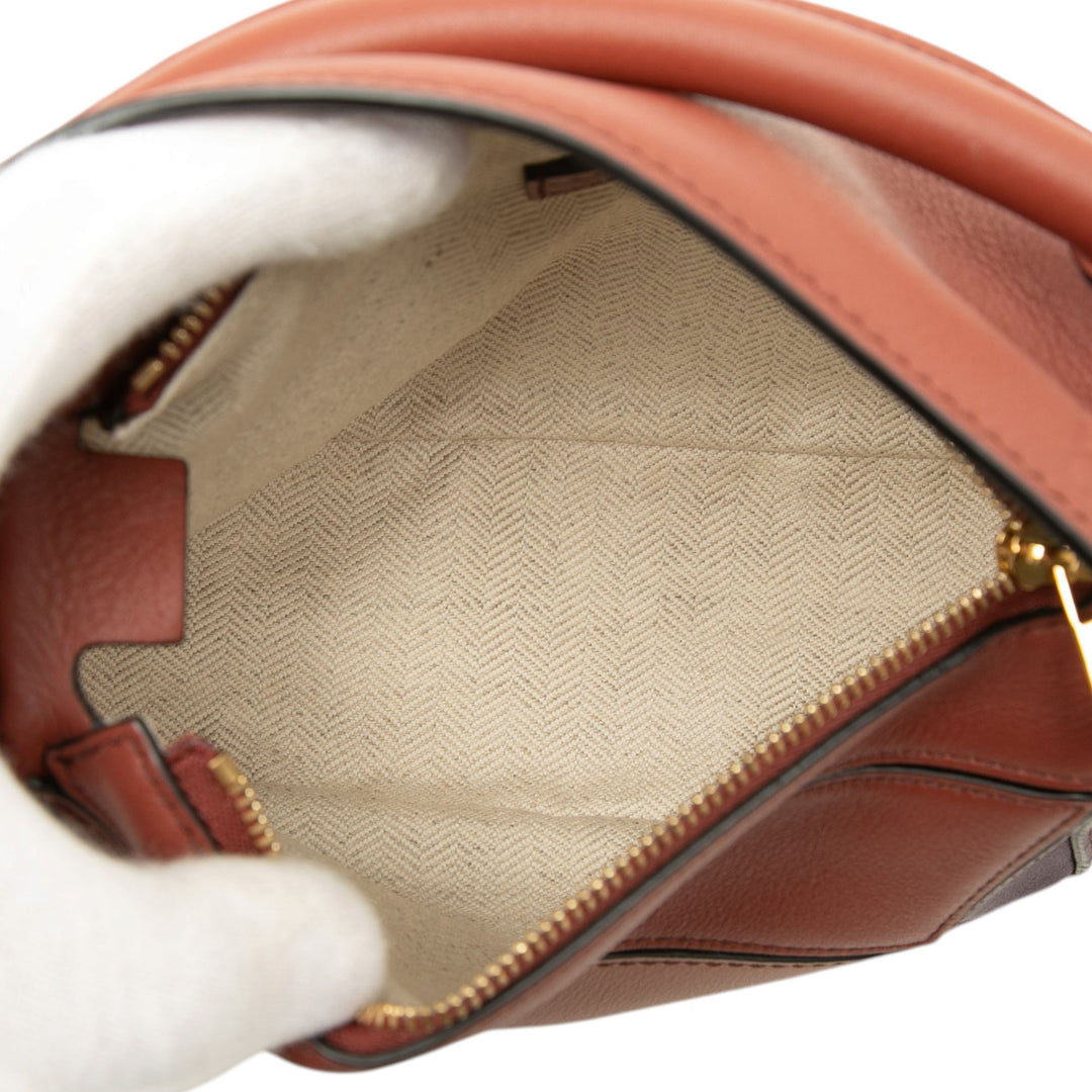 LOEWE Sac à main Tricolore Puzzle Mini Cuir de veau Marron – vue 4 – GABY PARIS