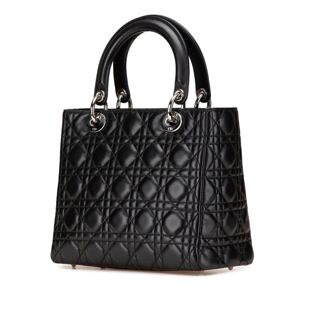 Medium Lambskin Cannage Lady Dior Black - Gaby Paris