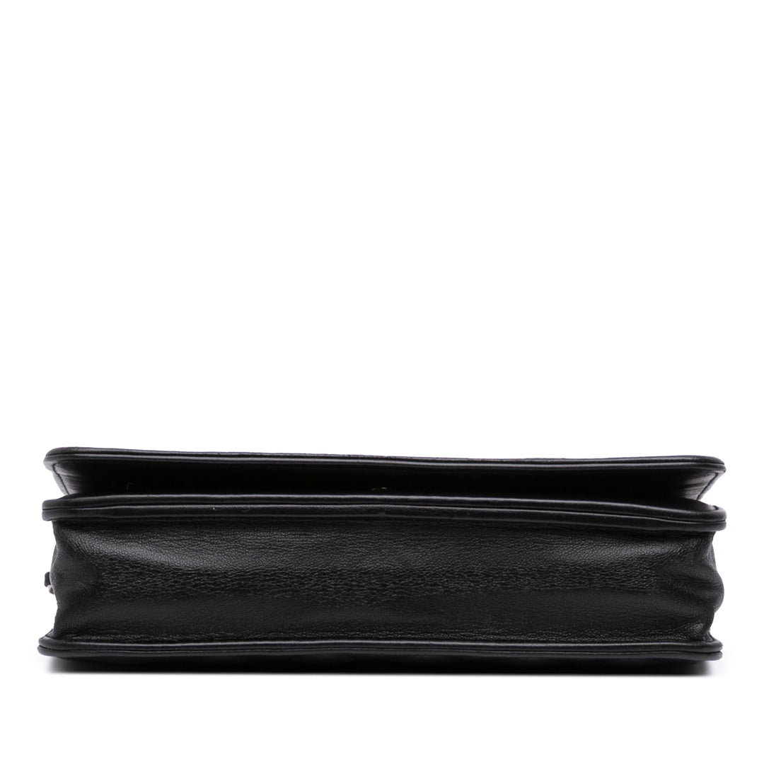 CC Embossed Calfskin Diamond Wallet On Chain Black - Gaby Paris