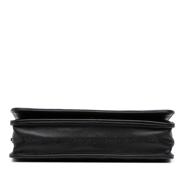 CC Embossed Calfskin Diamond Wallet On Chain Black - Gaby Paris