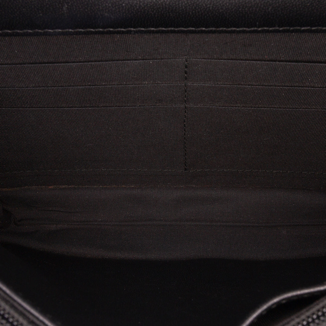 CC Embossed Calfskin Diamond Wallet On Chain Black - Gaby Paris
