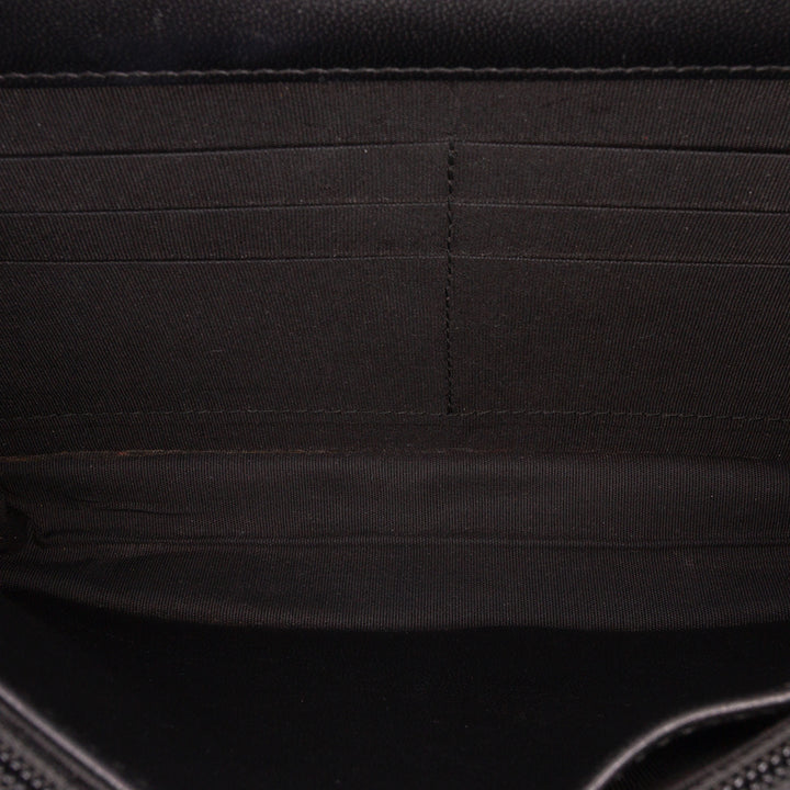 CC Embossed Calfskin Diamond Wallet On Chain Black - Gaby Paris