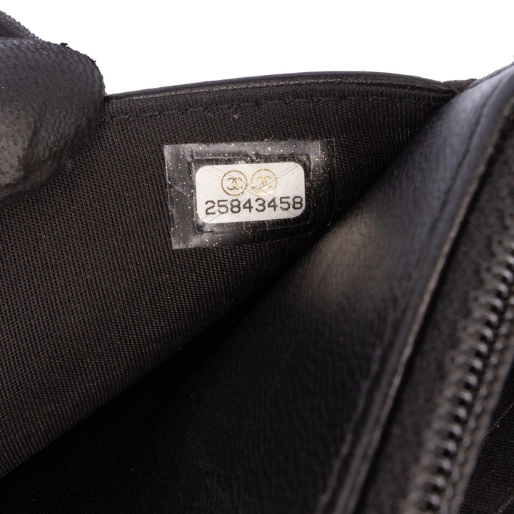 CC Embossed Calfskin Diamond Wallet On Chain Black - Gaby Paris