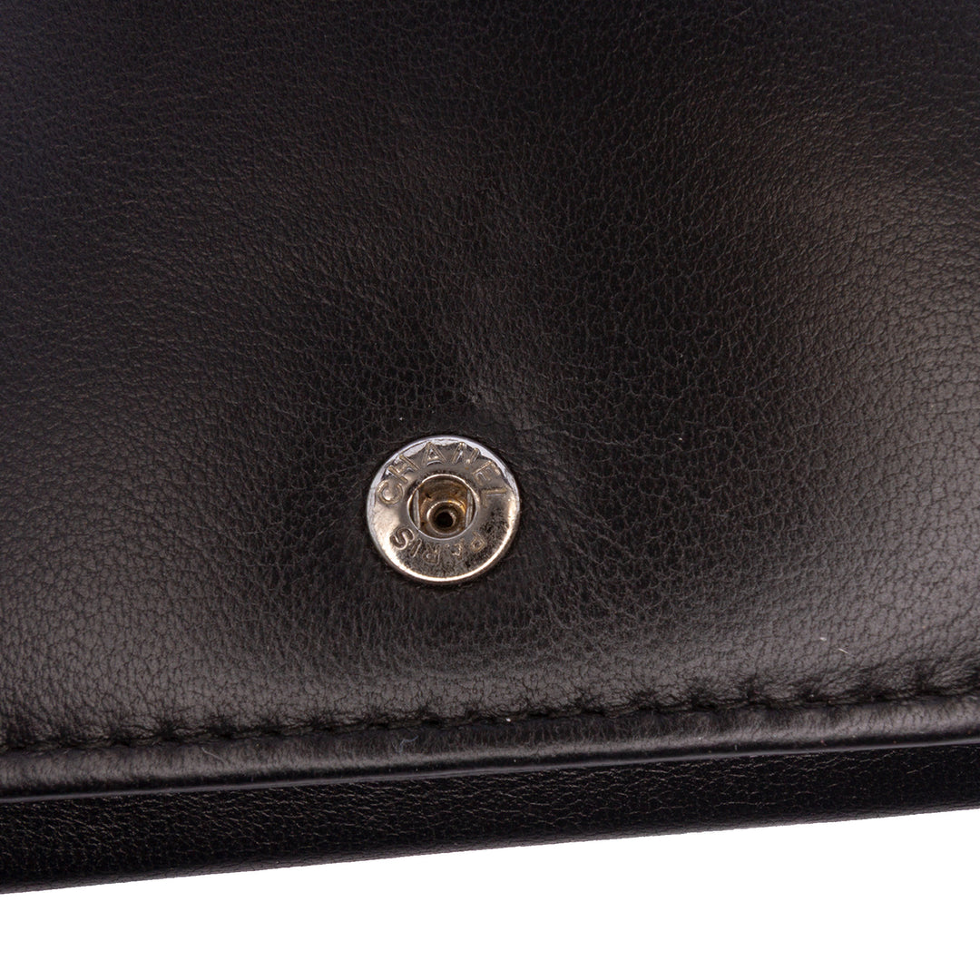 CC Embossed Calfskin Diamond Wallet On Chain Black - Gaby Paris