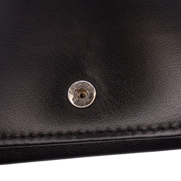 CC Embossed Calfskin Diamond Wallet On Chain Black - Gaby Paris