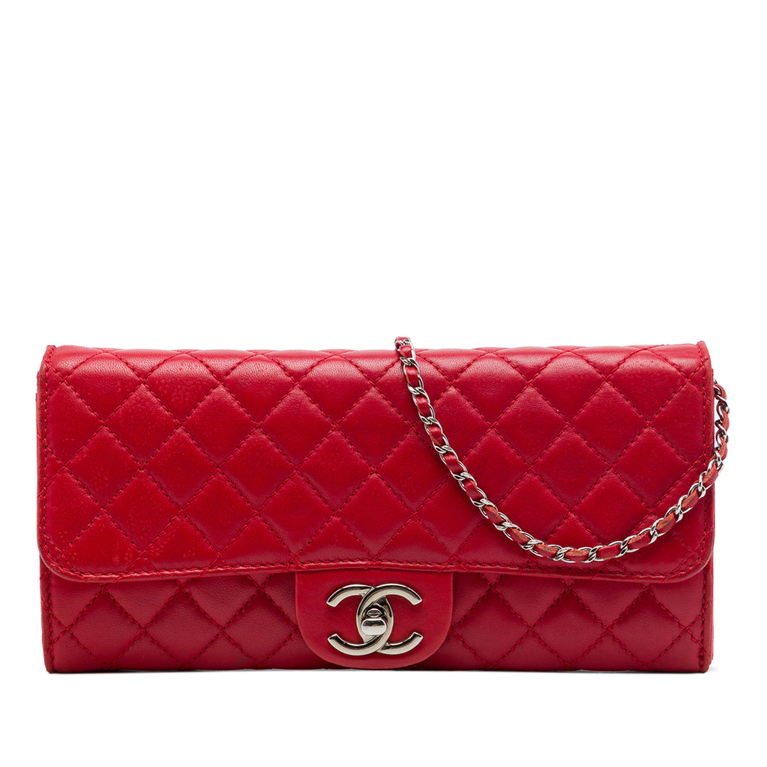 Chanel Classic East West Wallet on Chain Cuir d'agneau Rouge – vue principale – GABY PARIS