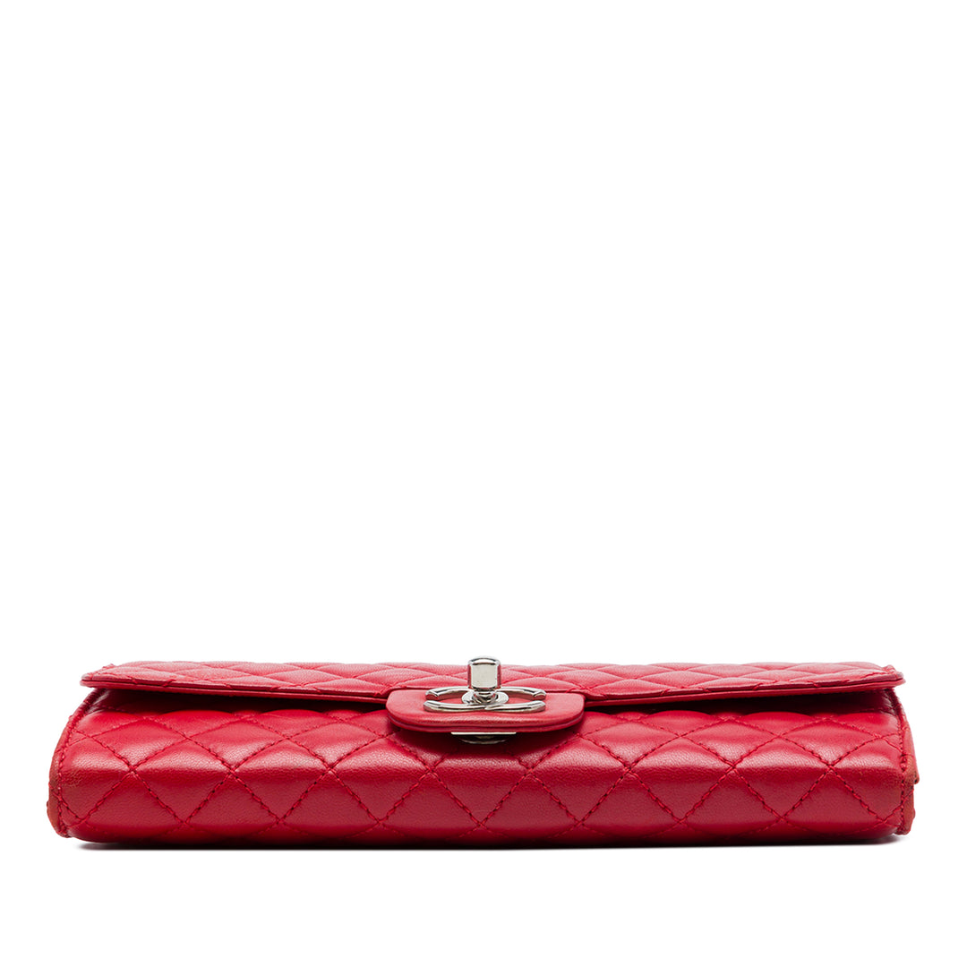 Chanel Classic East West Wallet on Chain Cuir d'agneau Rouge – vue 3 – GABY PARIS