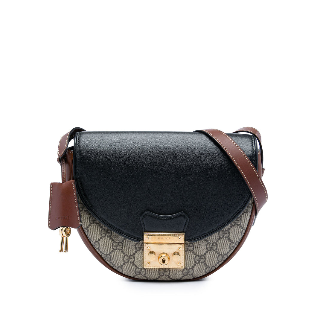 Gucci GG Supreme Saddle Padlock Sac porté croisé