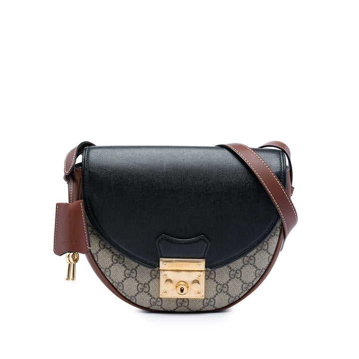 Gucci GG Supreme Saddle Padlock Sac porté croisé