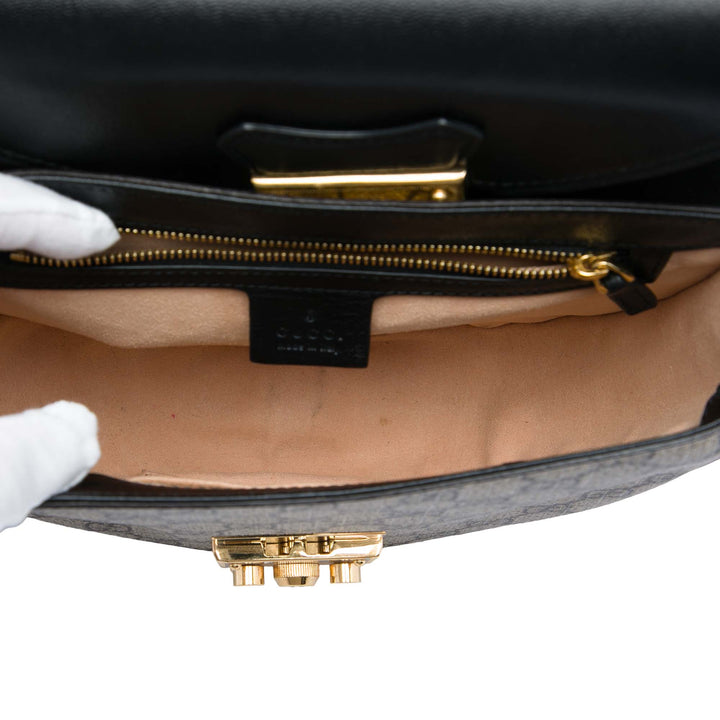 Gucci GG Supreme Saddle Padlock Sac porté croisé