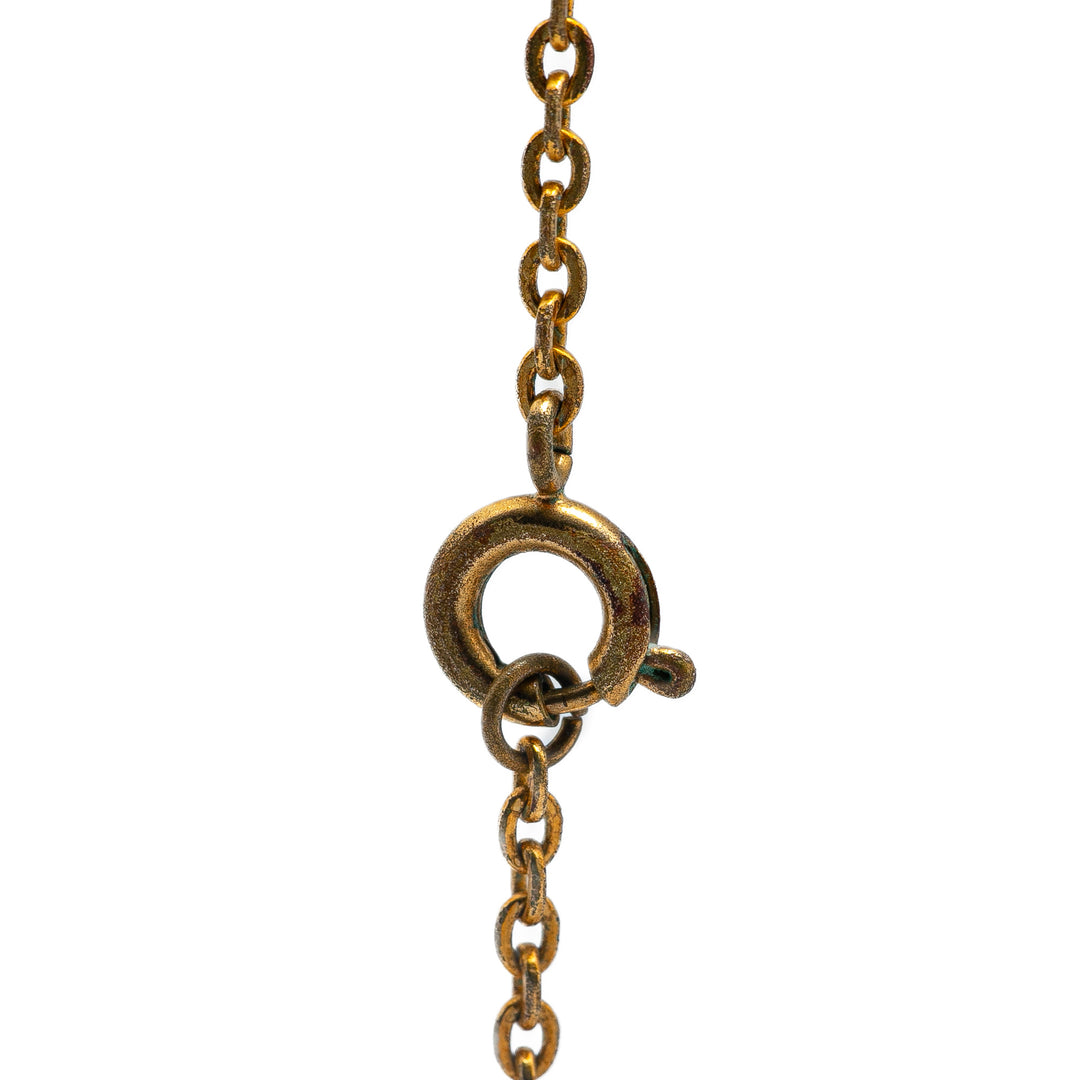 Gold Plated Rhinestones Clover Pendant Necklace Gold - Gaby Paris