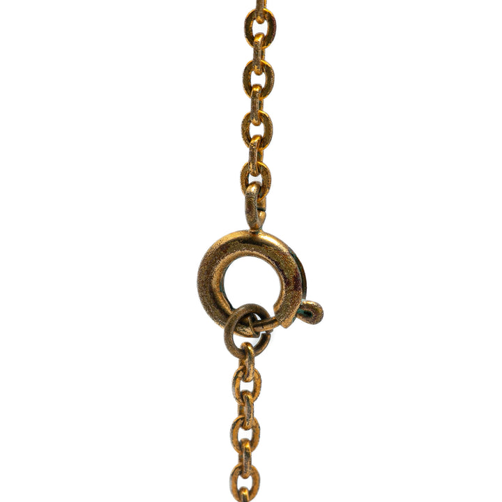 Gold Plated Rhinestones Clover Pendant Necklace Gold - Gaby Paris