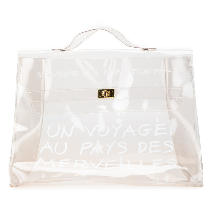 Vinyl Souvenir De L Exposition Kelly Handbag White - Gaby Paris